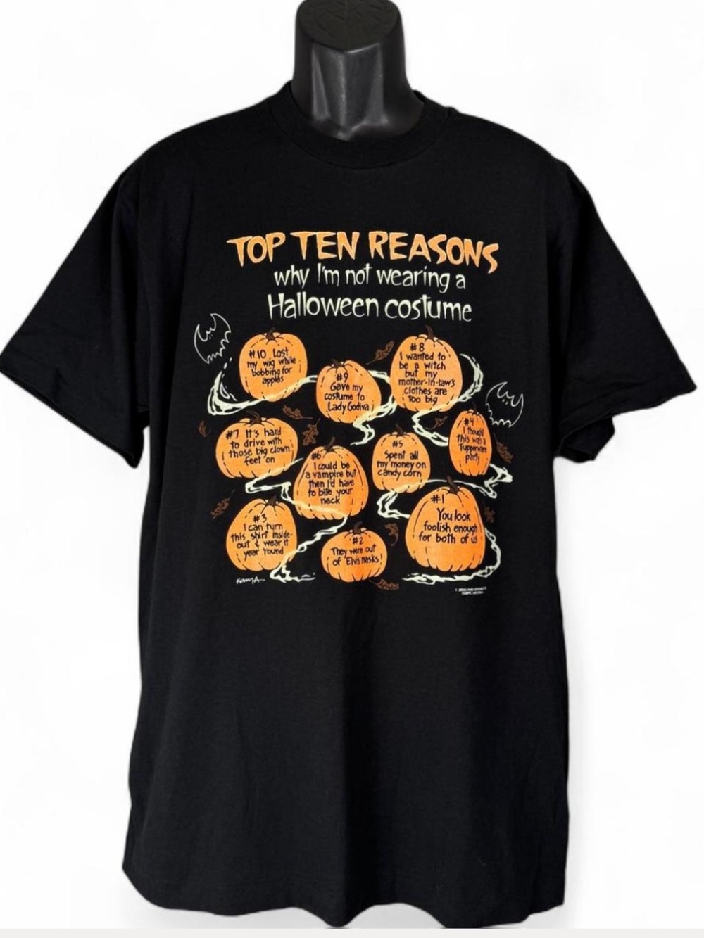 Vintage 90s Halloween Glow In The Dark T Shirt XL Single Stitch Funny Pumpkin